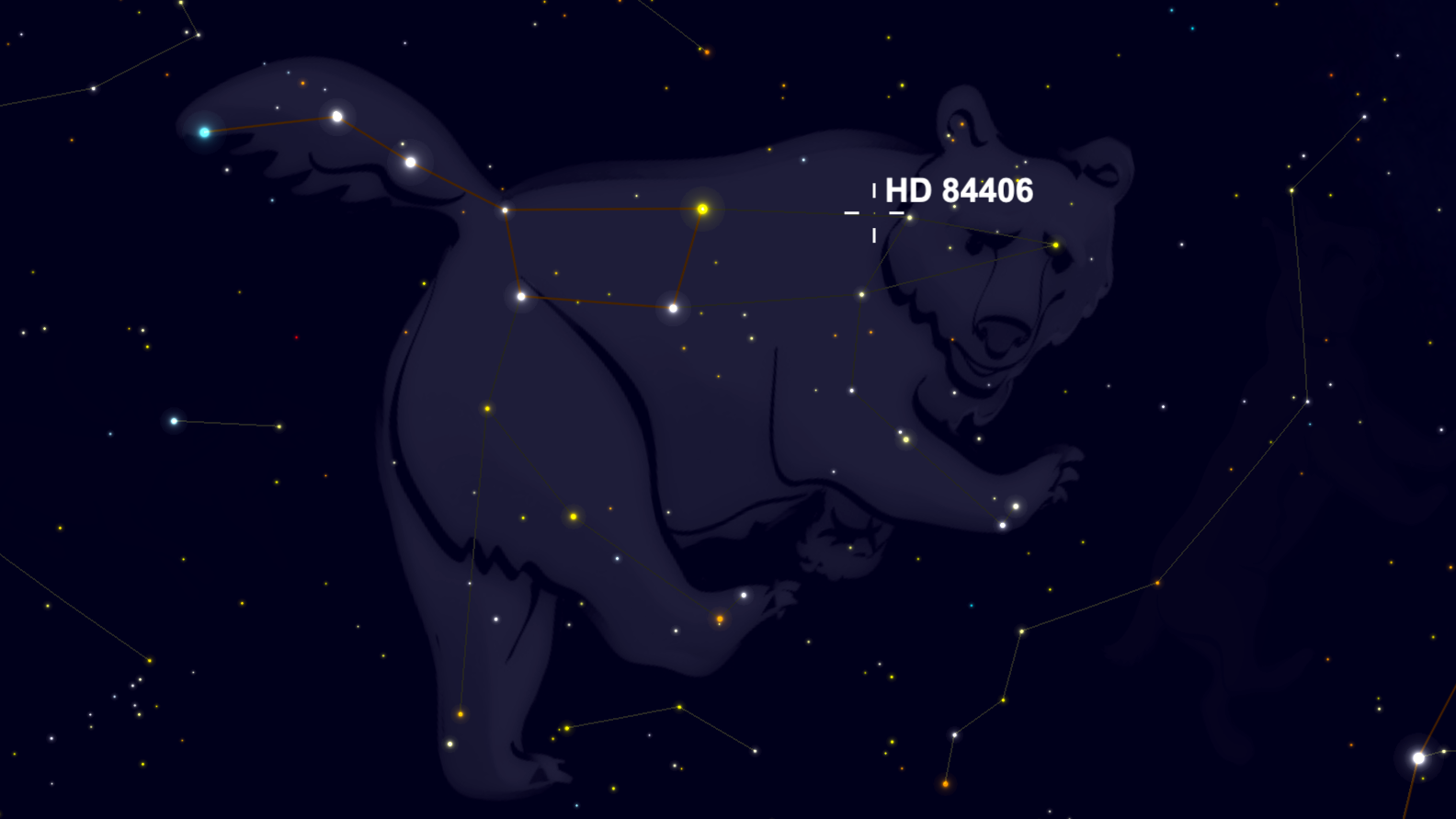 A estrela HD 84406 está localizada na constelação da Ursa Maior, perto da Ursa Maior.