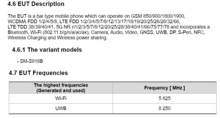 Certificação FCC de conectividade Samsung Galaxy S23 Ultra